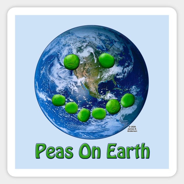 Peas On Earth Sticker by JEAndersonArt